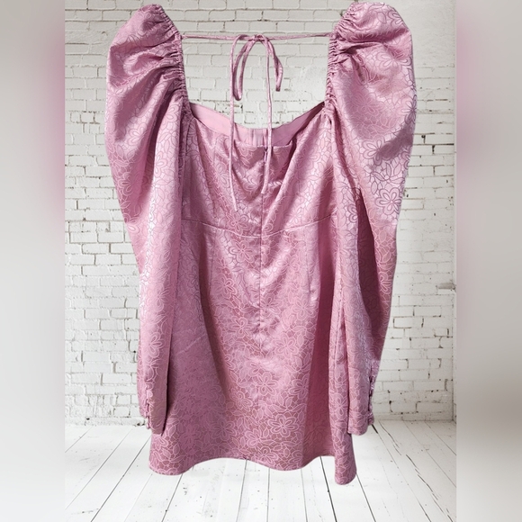 NWOT Lulus Burst Into Bloom Mauve Satin Floral Jacquard Mini Dress Sz S - Picture 6 of 10